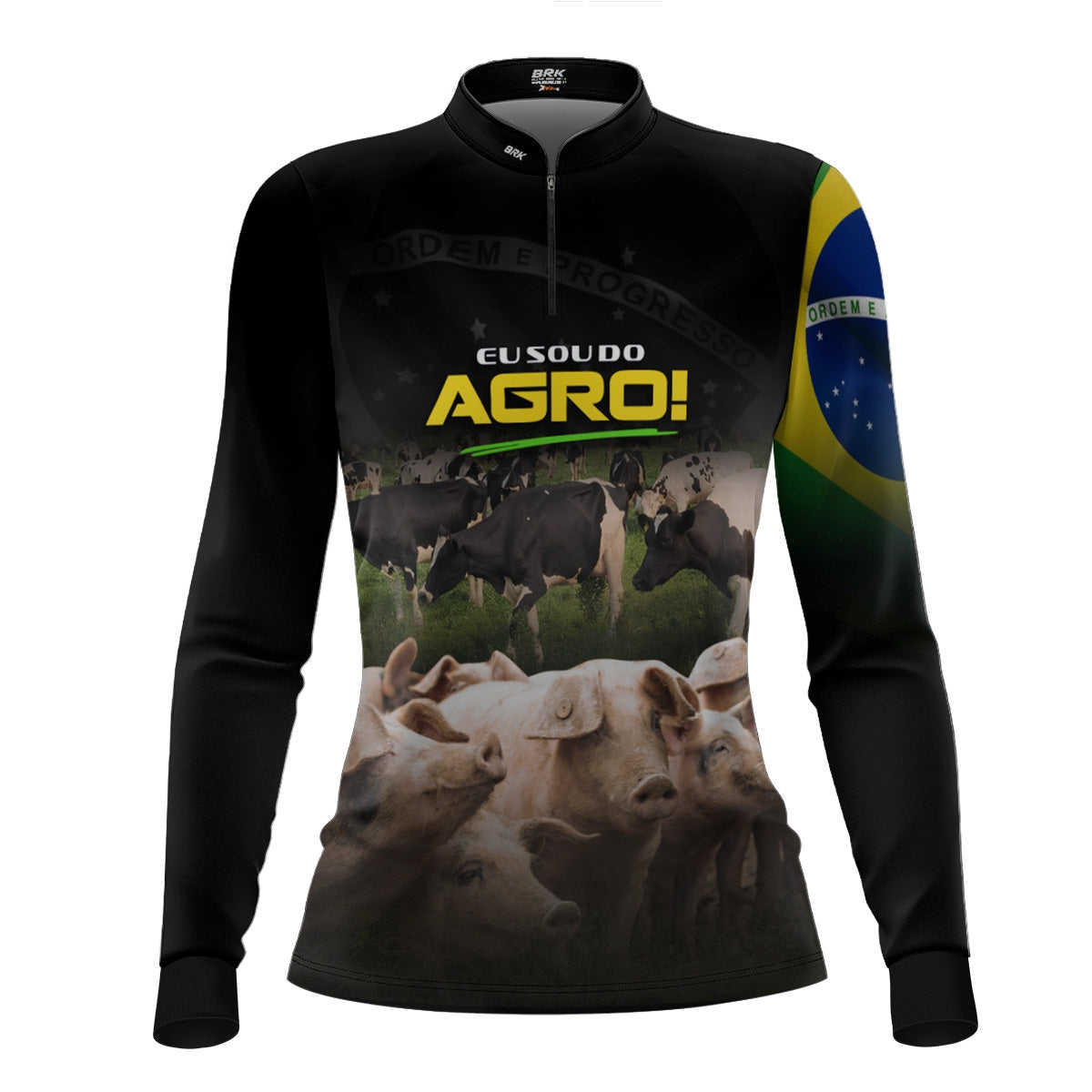 Camisa Agro Feminina Brk Eu Sou do Agro Preta Pecuária com Proteção UV50 - Brk Agro