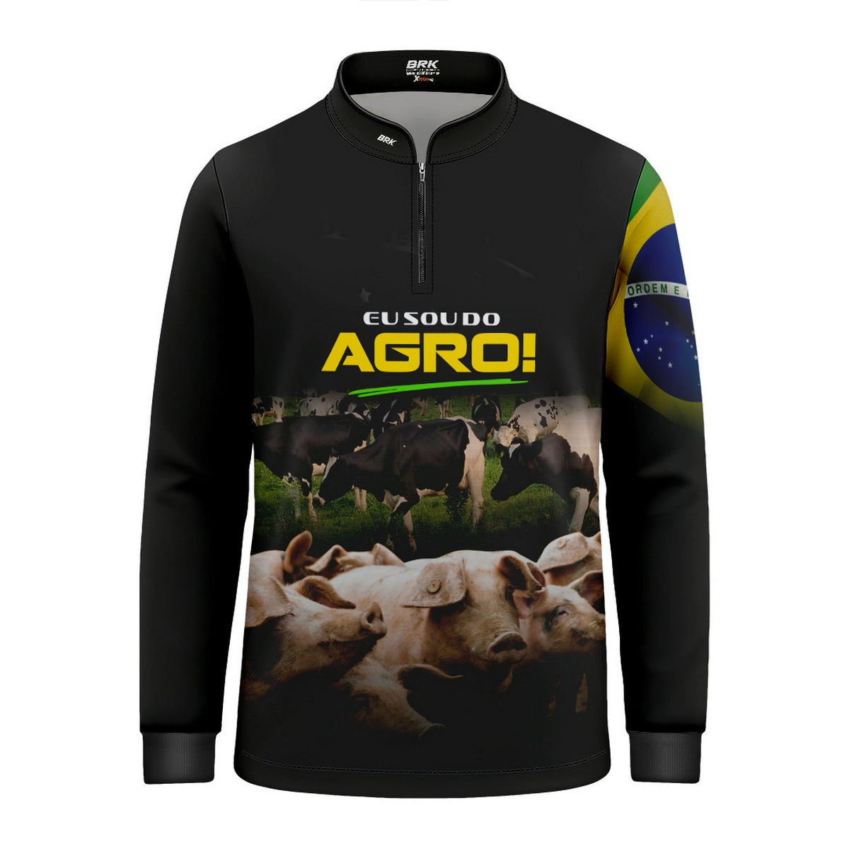 Camisa Agro Infantil Brk Eu Sou do Agro Preta Pecuária com Proteção UV50 - Brk Agro