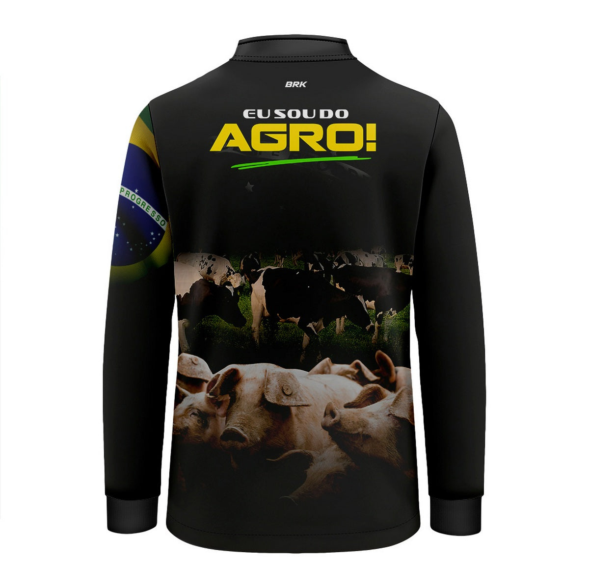 Camisa Agro Infantil Brk Eu Sou do Agro Preta Pecuária com Proteção UV50 - Brk Agro
