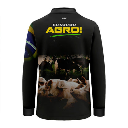 Camisa Agro Infantil Brk Eu Sou do Agro Preta Pecuária com Proteção UV50 - Brk Agro