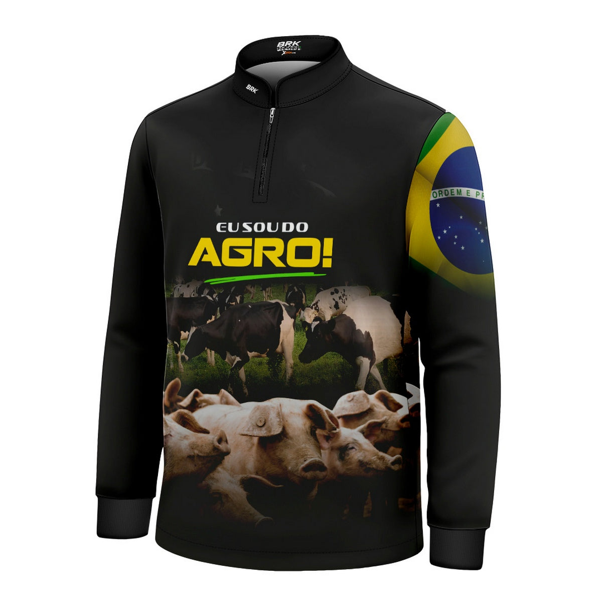 Camisa Agro Infantil Brk Eu Sou do Agro Preta Pecuária com Proteção UV50 - Brk Agro