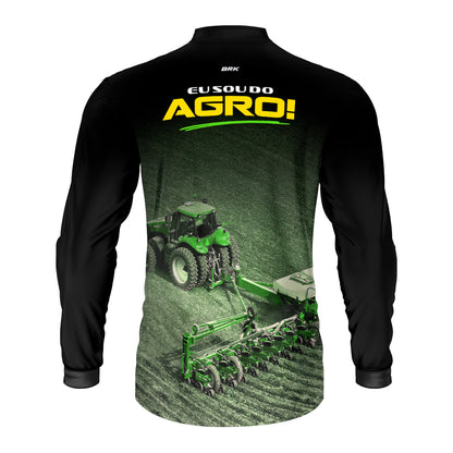 Camisa Agro Brk Eu Sou do Agro Preta Roçadeira com Proteção UV50 - Brk Agro