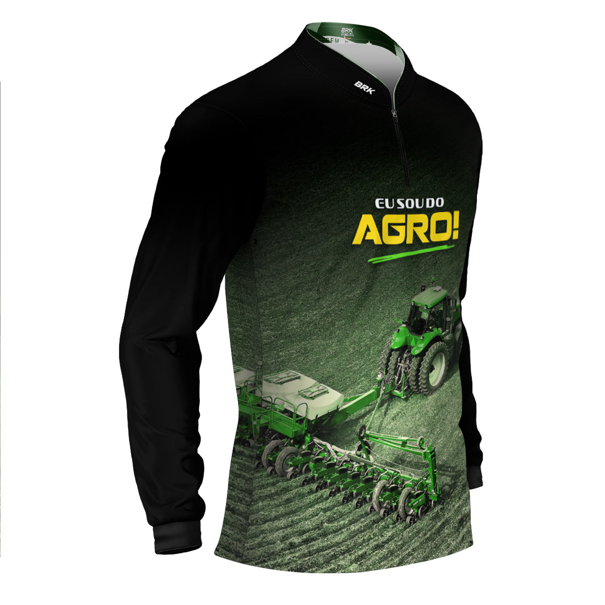 Camisa Agro Brk Eu Sou do Agro Preta Roçadeira com Proteção UV50 - Brk Agro