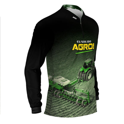 Camisa Agro Brk Eu Sou do Agro Preta Roçadeira com Proteção UV50 - Brk Agro