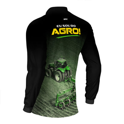 Camisa Agro Brk Eu Sou do Agro Preta Roçadeira com Proteção UV50 - Brk Agro
