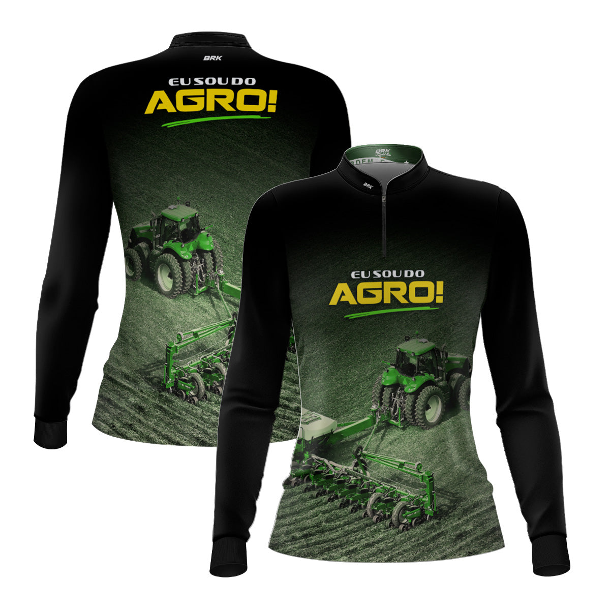 Camisa Agro Feminina Brk Eu Sou do Agro Preta Roçadeira com Proteção UV50 - Brk Agro