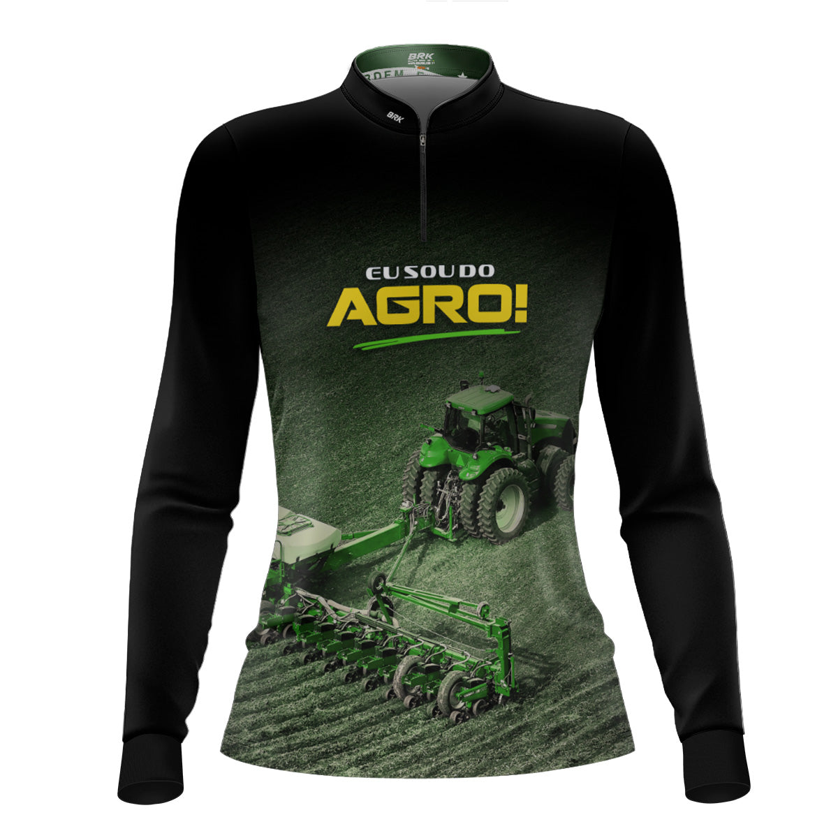 Camisa Agro Feminina Brk Eu Sou do Agro Preta Roçadeira com Proteção UV50 - Brk Agro