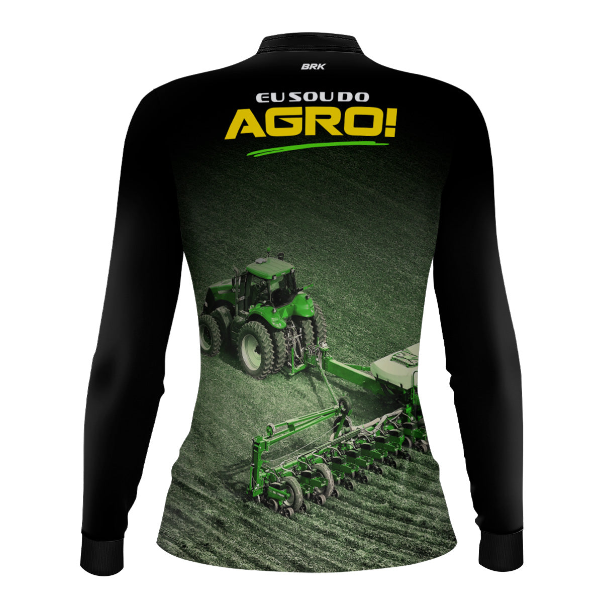 Camisa Agro Feminina Brk Eu Sou do Agro Preta Roçadeira com Proteção UV50 - Brk Agro