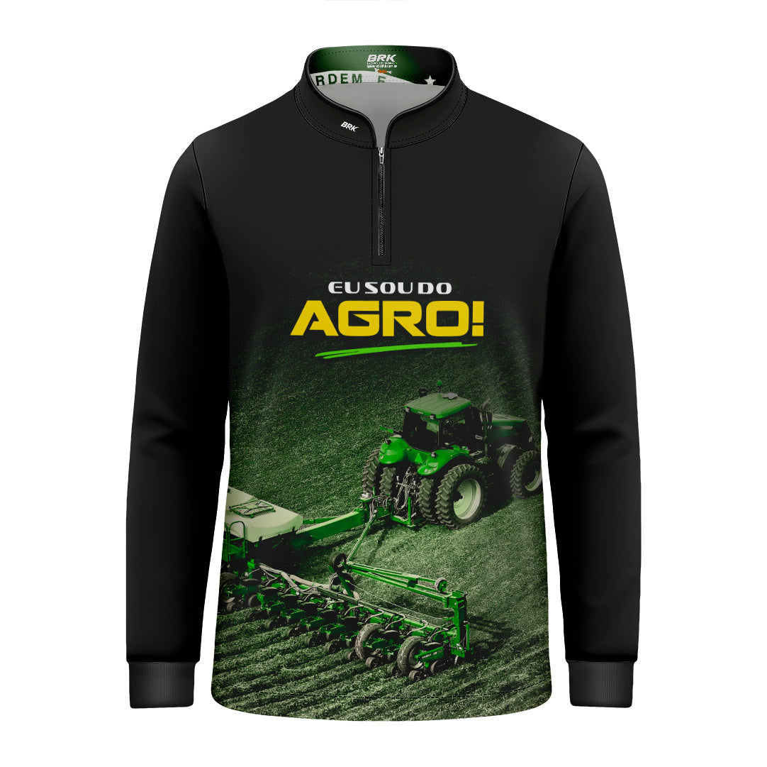 Camisa Agro Infantil Brk Eu Sou do Agro Preta Roçadeira com Proteção UV50 - Brk Agro