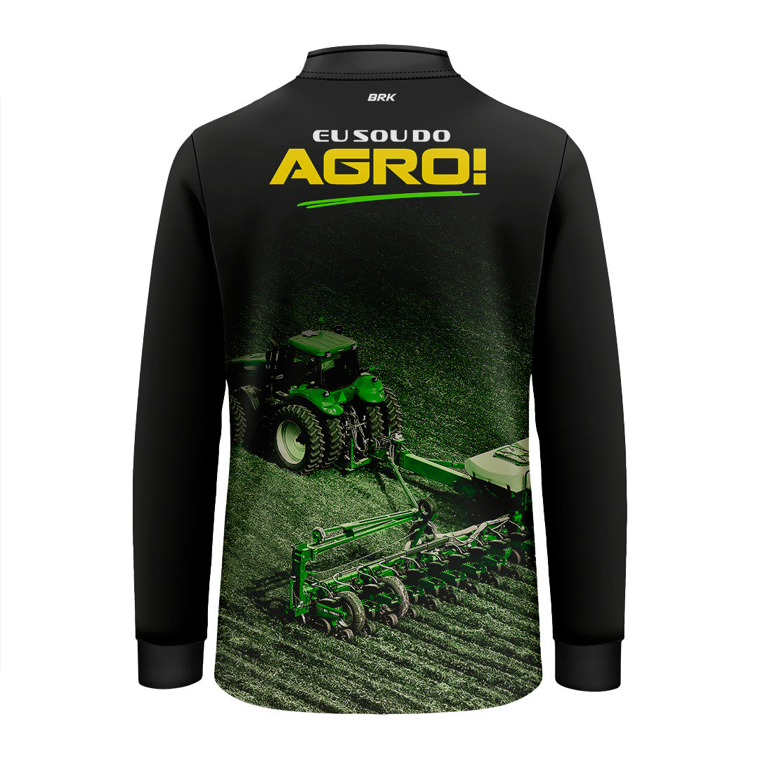 Camisa Agro Infantil Brk Eu Sou do Agro Preta Roçadeira com Proteção UV50 - Brk Agro