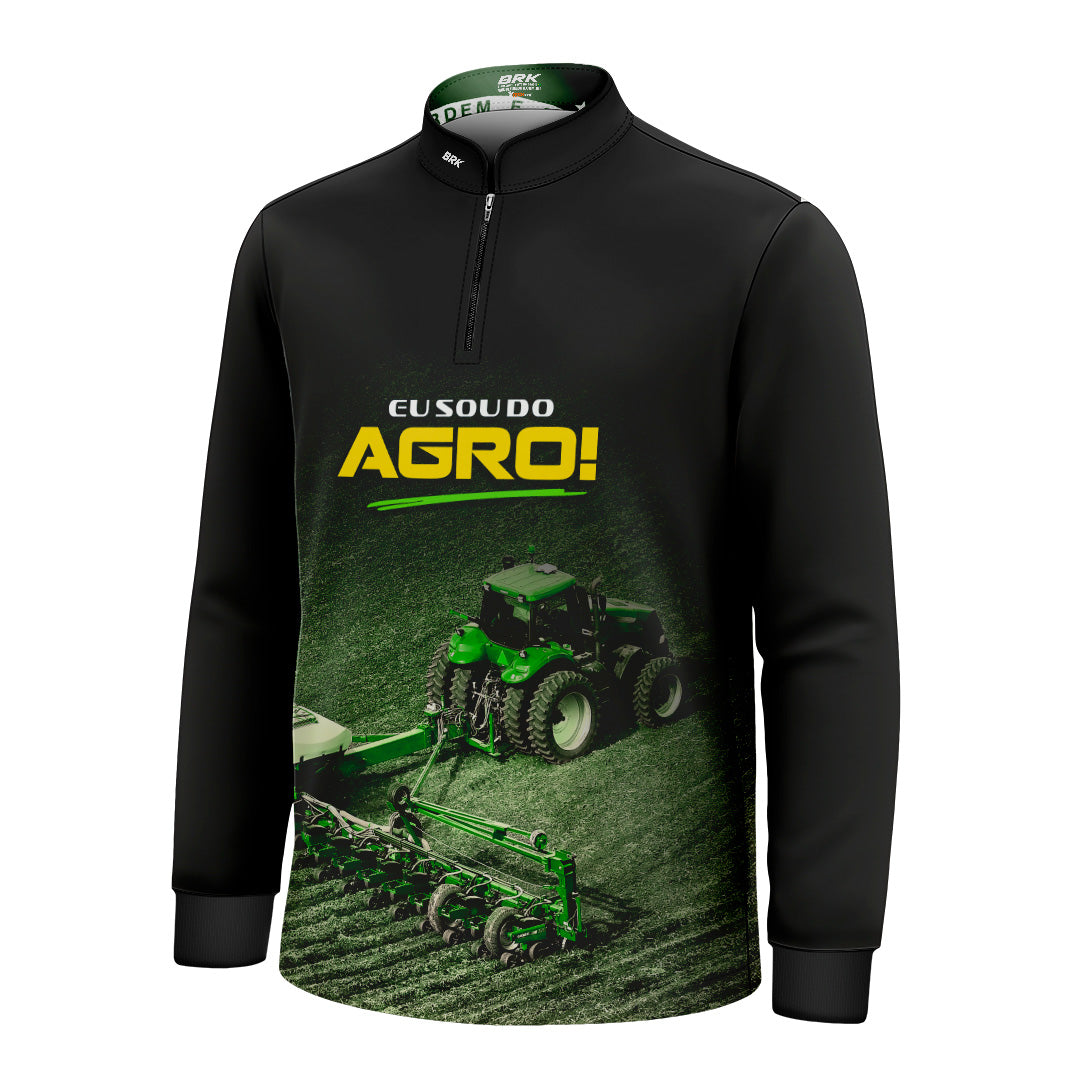 Camisa Agro Infantil Brk Eu Sou do Agro Preta Roçadeira com Proteção UV50 - Brk Agro