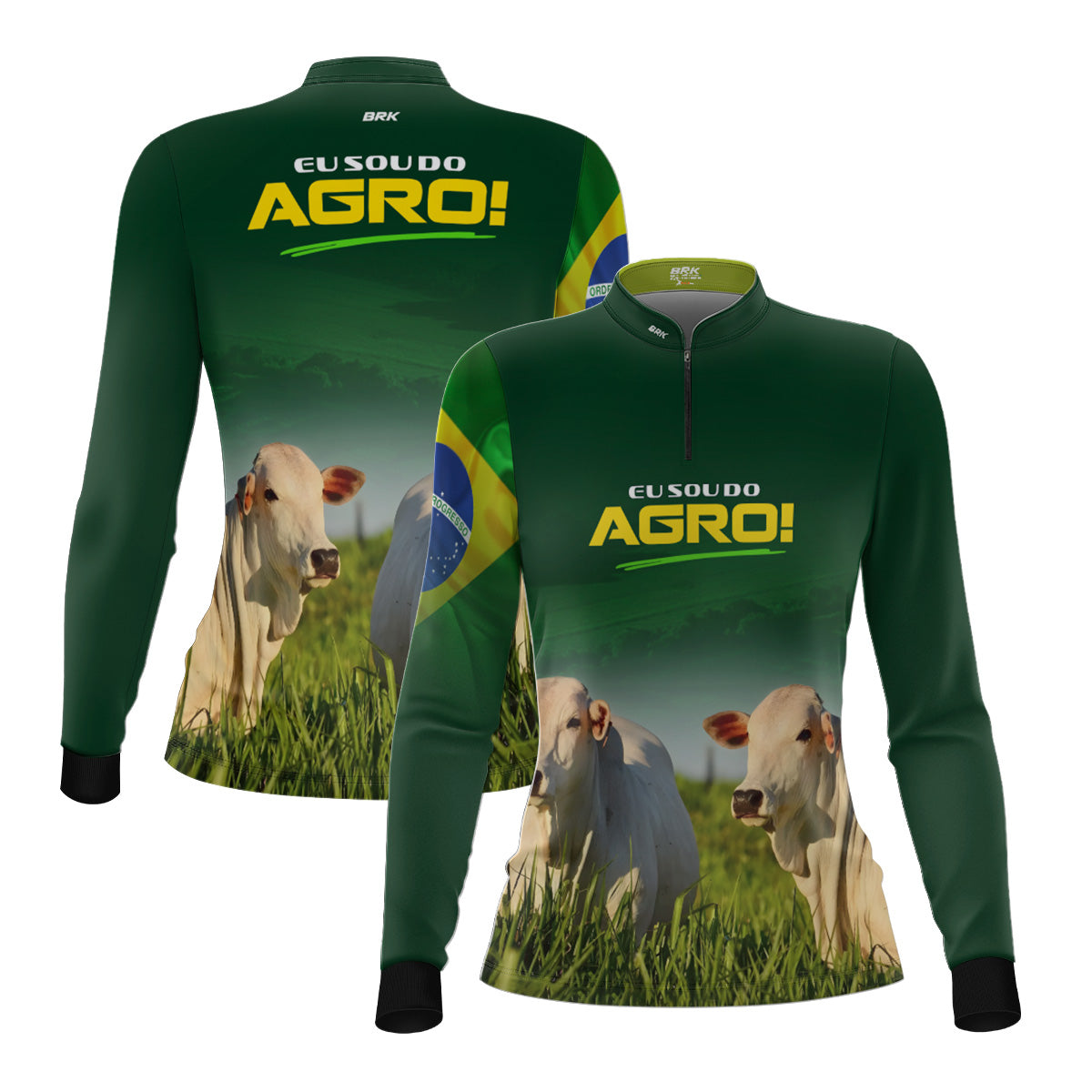 Camisa Agro Feminina Brk Eu Sou do Agro Verde Gados com Proteção UV50 - Brk Agro