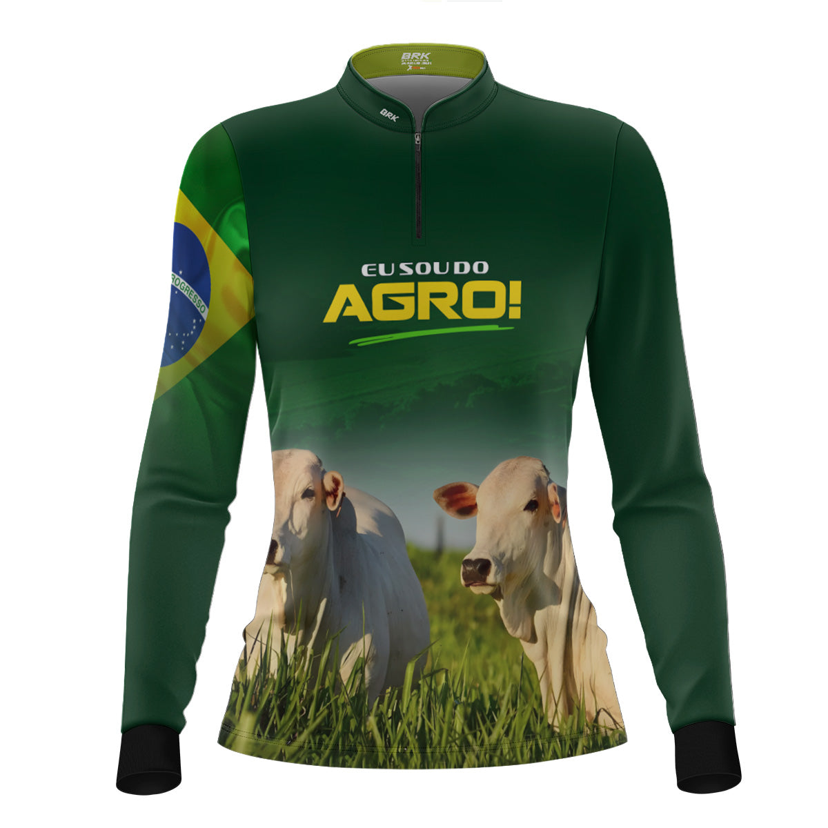 Camisa Agro Feminina Brk Eu Sou do Agro Verde Gados com Proteção UV50 - Brk Agro