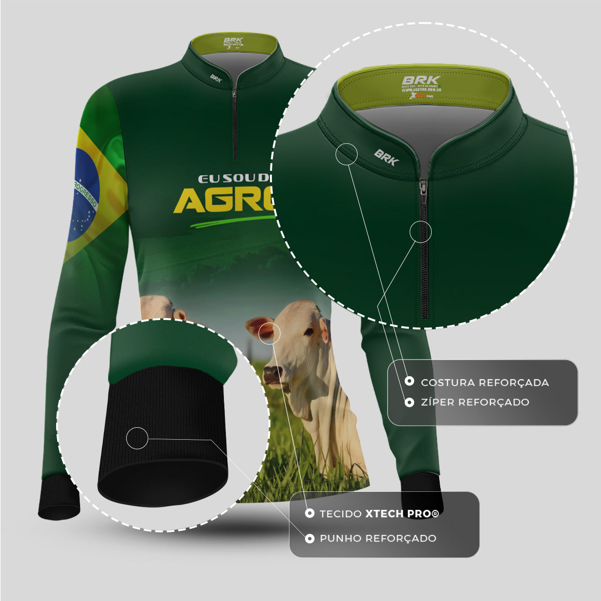 Camisa Agro Feminina Brk Eu Sou do Agro Verde Gados com Proteção UV50 - Brk Agro