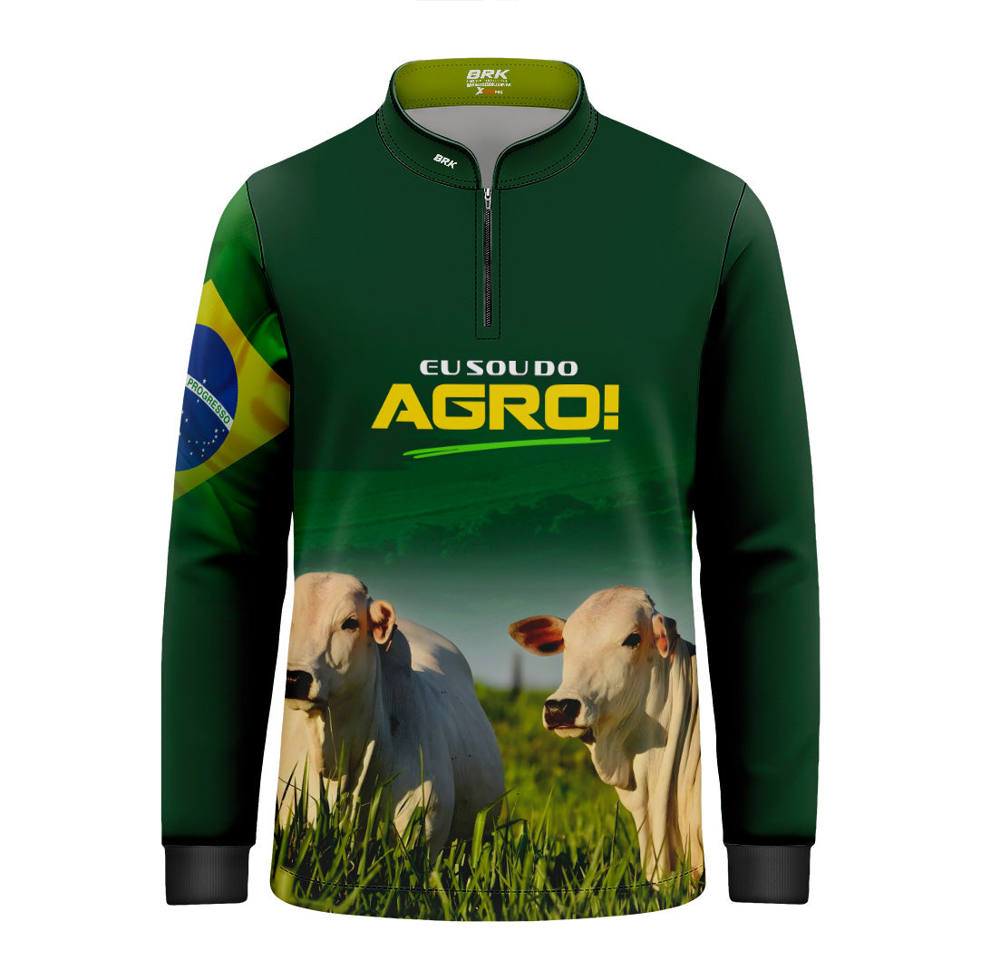 Camisa Agro Infantil Brk Eu Sou do Agro Verde Gados com Proteção UV50 - Brk Agro