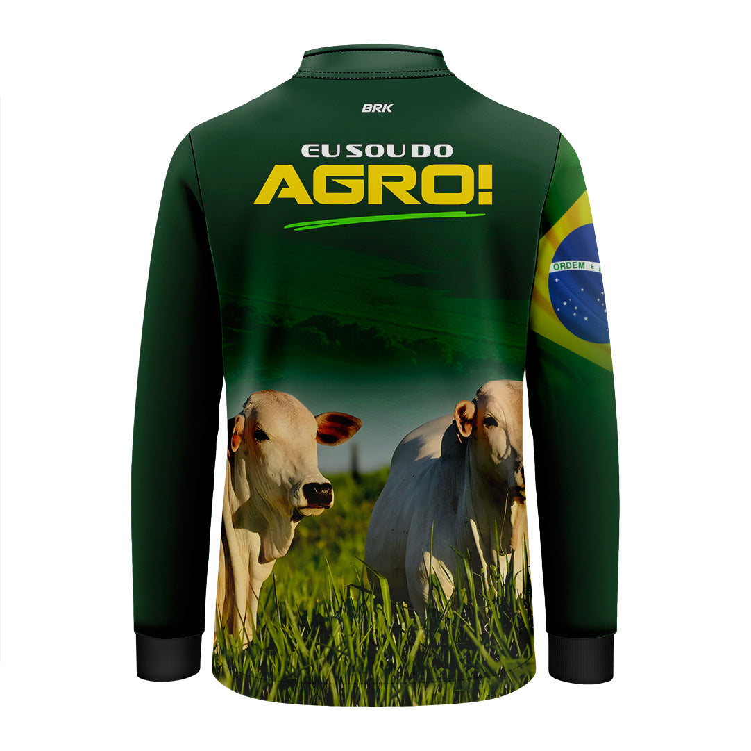 Camisa Agro Infantil Brk Eu Sou do Agro Verde Gados com Proteção UV50 - Brk Agro