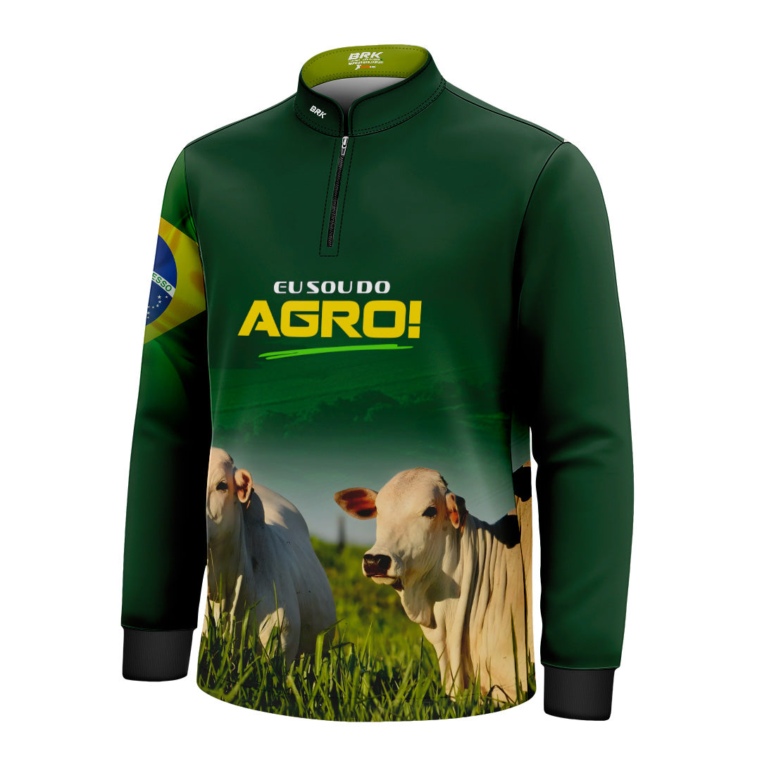 Camisa Agro Infantil Brk Eu Sou do Agro Verde Gados com Proteção UV50 - Brk Agro