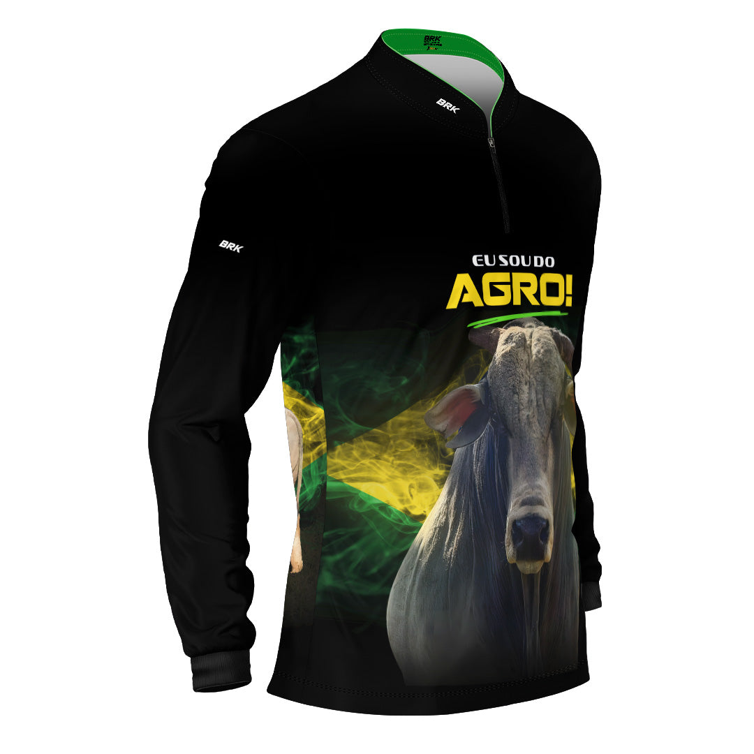 Camisa Agro Brk Eu Sou do Agro Preta Boi com Proteção UV50 - Brk Agro