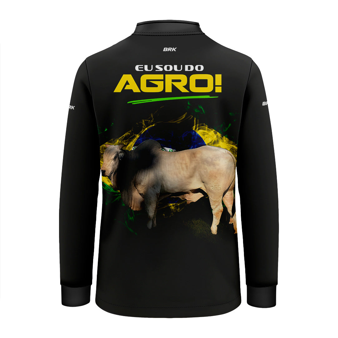 Camisa Agro Infantil Brk Eu Sou do Agro Preta Boi com Proteção UV50 - Brk Agro