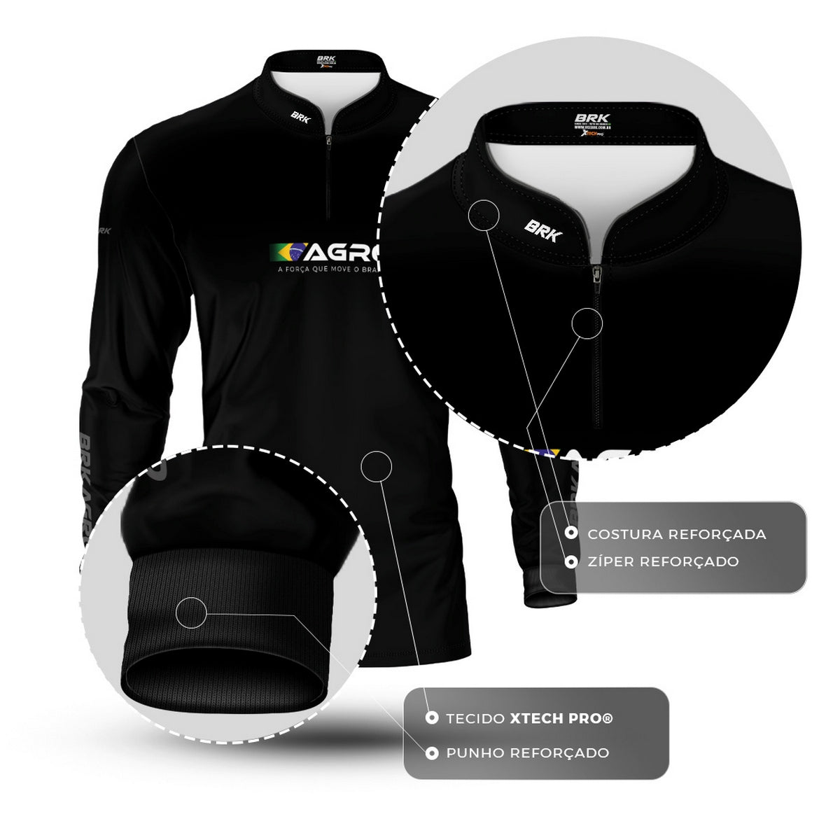 Camisa Agro Brk O Agro Não Para com Proteção UV50 - Brk Agro