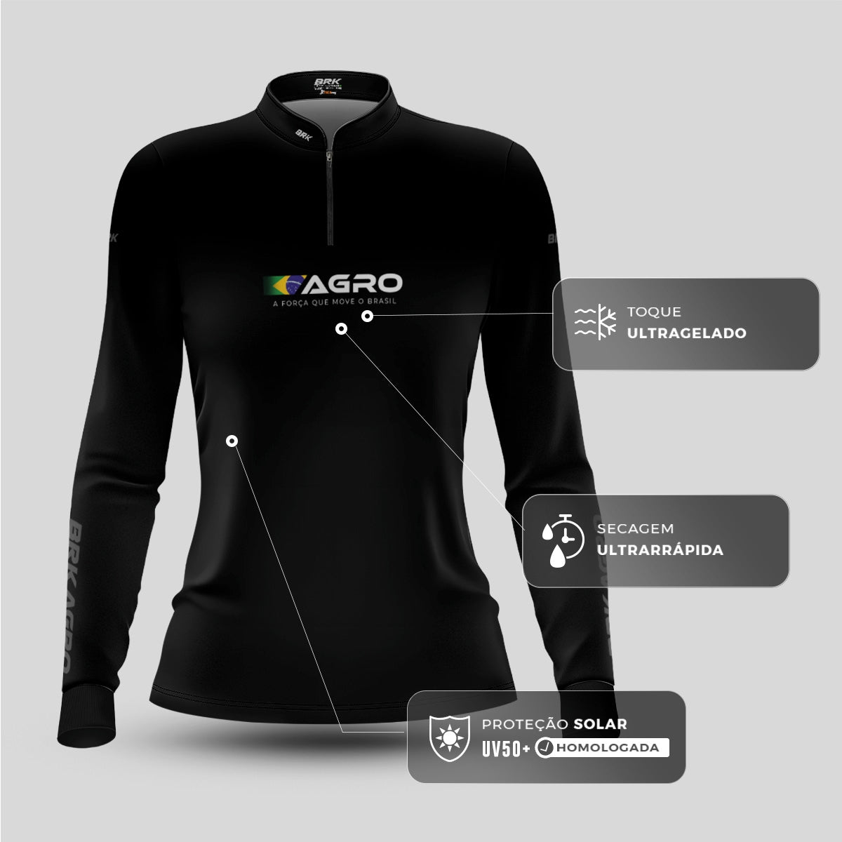 Camisa Agro Feminina Brk O Agro Não Para com Proteção UV50 - Brk Agro