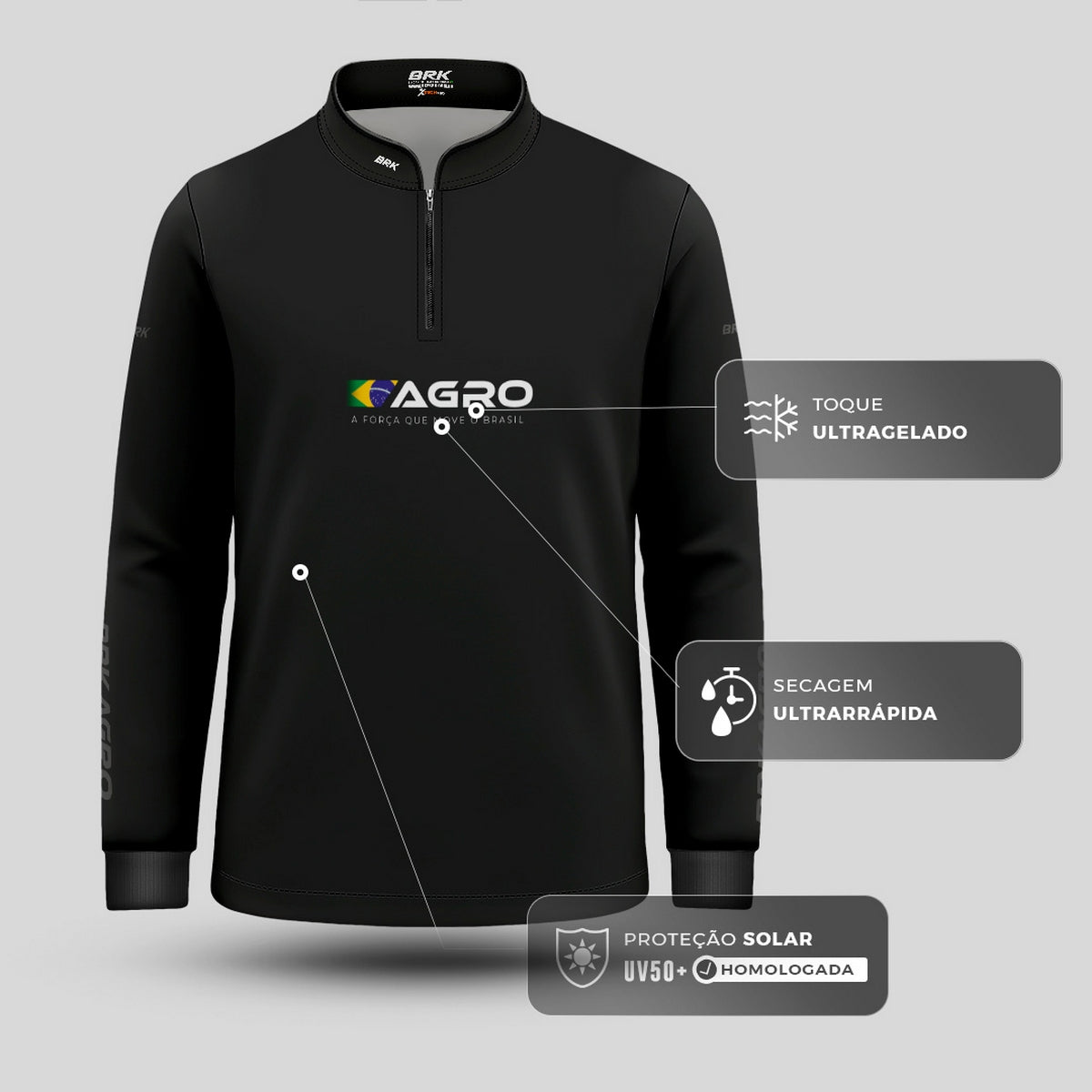 Camisa Agro Infantil Brk O Agro Não Para com Proteção UV50 - Brk Agro