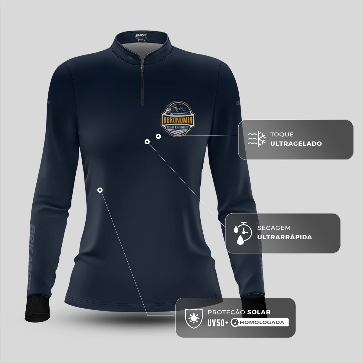 Camisa Agro Feminina Brk Agronomia Colhendo Desenvolvimento com Proteção UV50 - Brk Agro