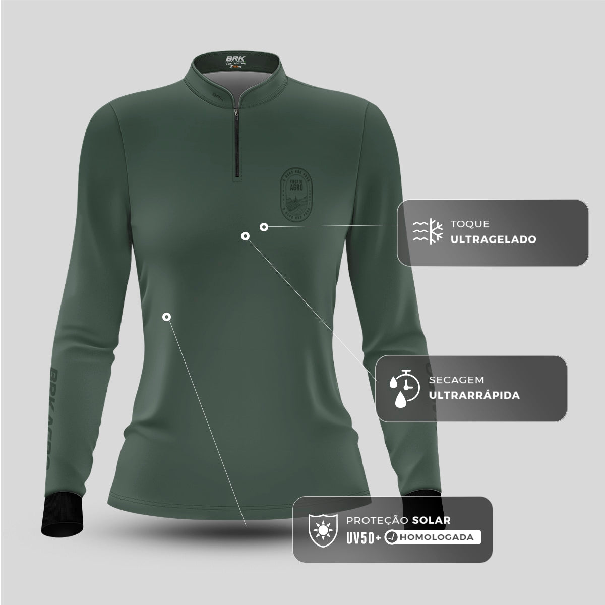 Camisa Agro Feminina Brk Força do Agro com Proteção UV50 - Brk Agro
