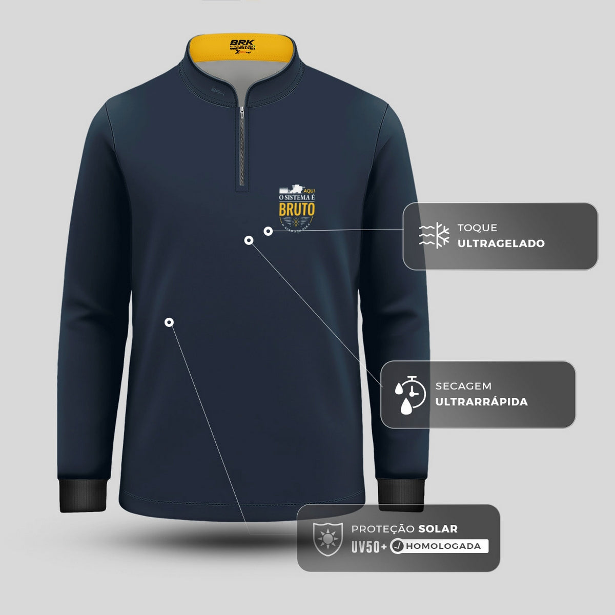 Camisa Agro Infantil Brk Aqui o Sistema é Bruto com Proteção UV50 - Brk Agro