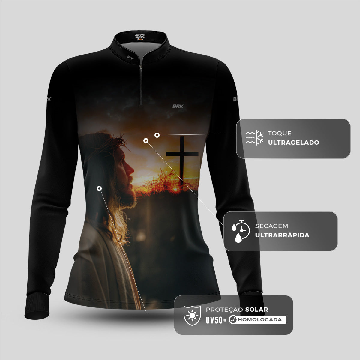 Camisa Agro Brk Eu Sou do Agro jesus no Calvário com Proteção UV50+