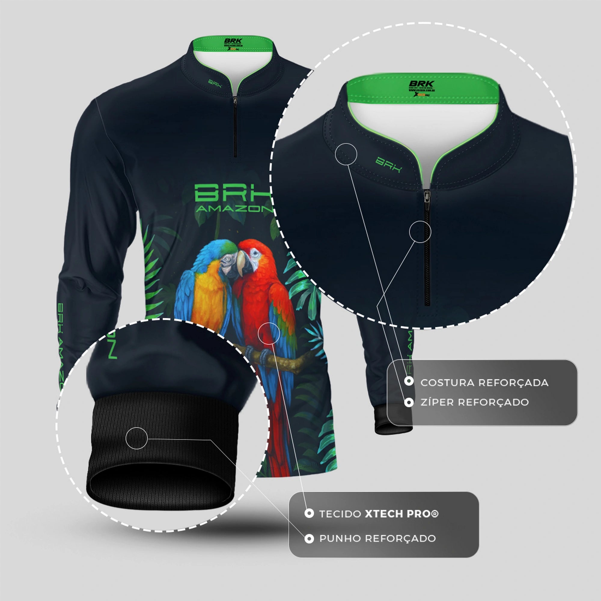 Camisa de Pesca Brk Amazon Casal de Araras com Proteção UV50