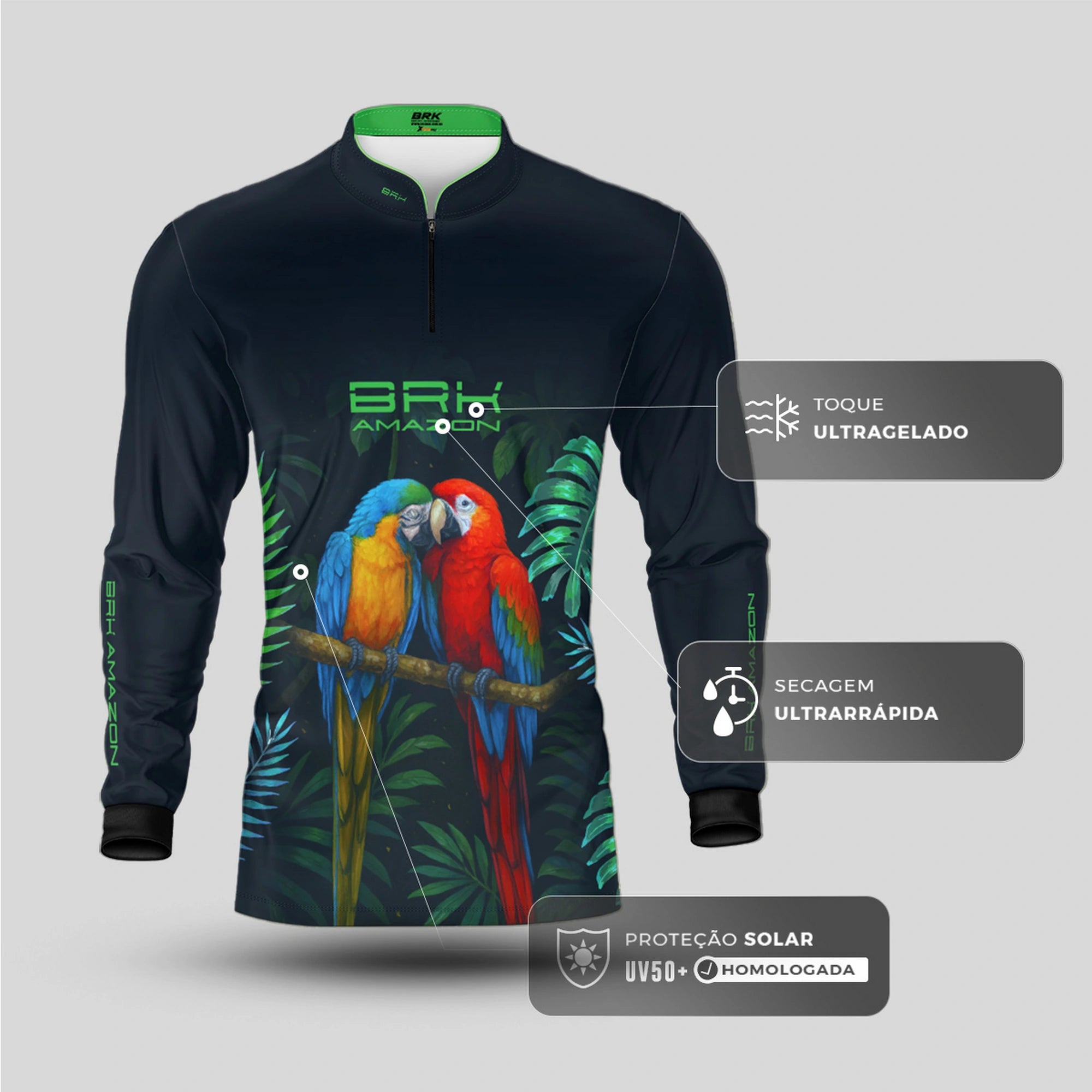 Camisa de Pesca Brk Amazon Casal de Araras com Proteção UV50