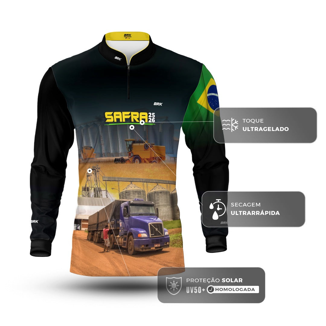 Camisa Agro Brk Safra Caminhões com Proteção UV50