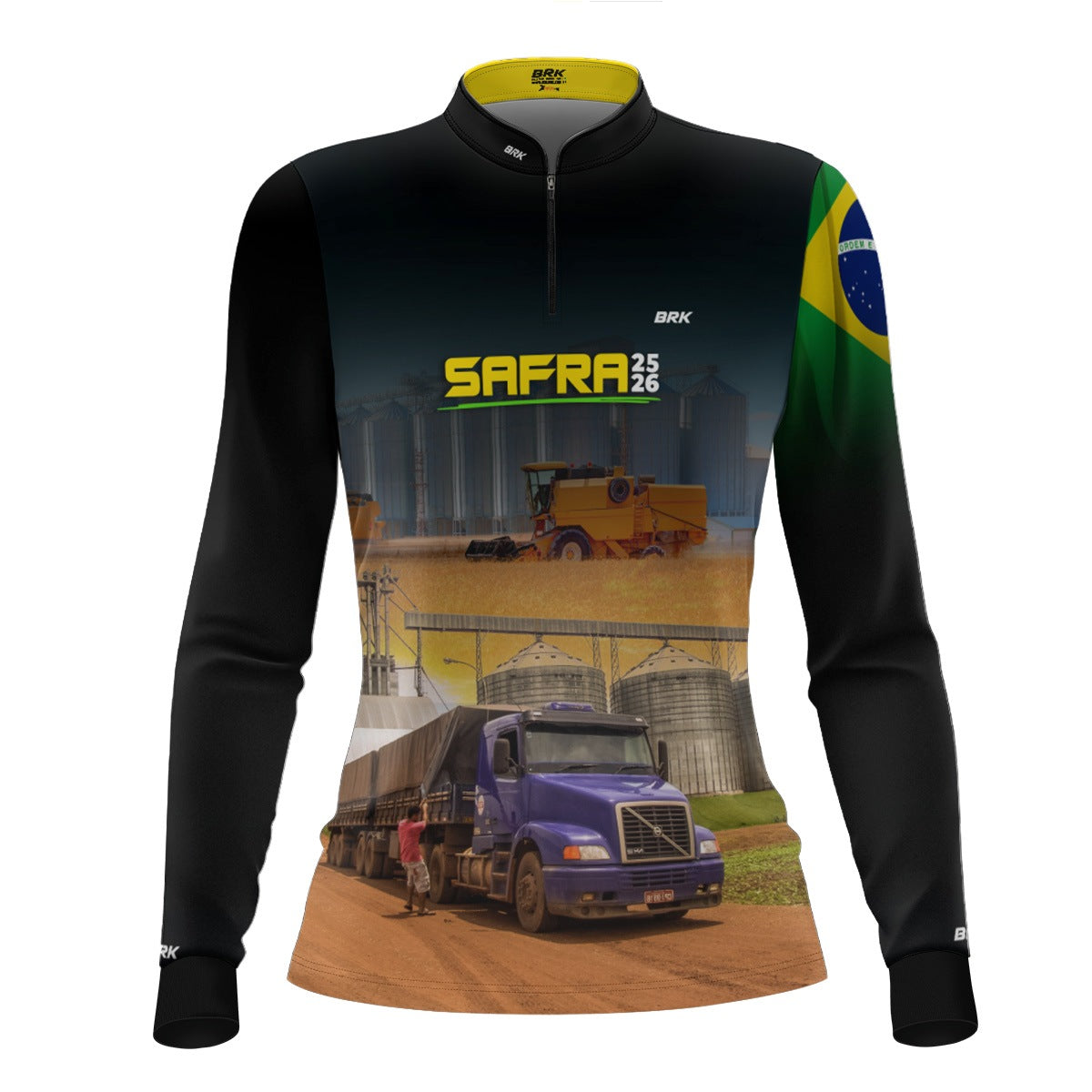 Camisa Agro Feminina Brk Safra Caminhão Preto com Proteção Solar UV50+ - Brk Agro