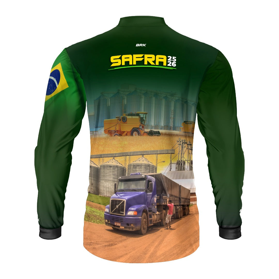 Camisa Agro Brk Safra Caminhão Verde com Proteção Solar UV50+ - Brk Agro