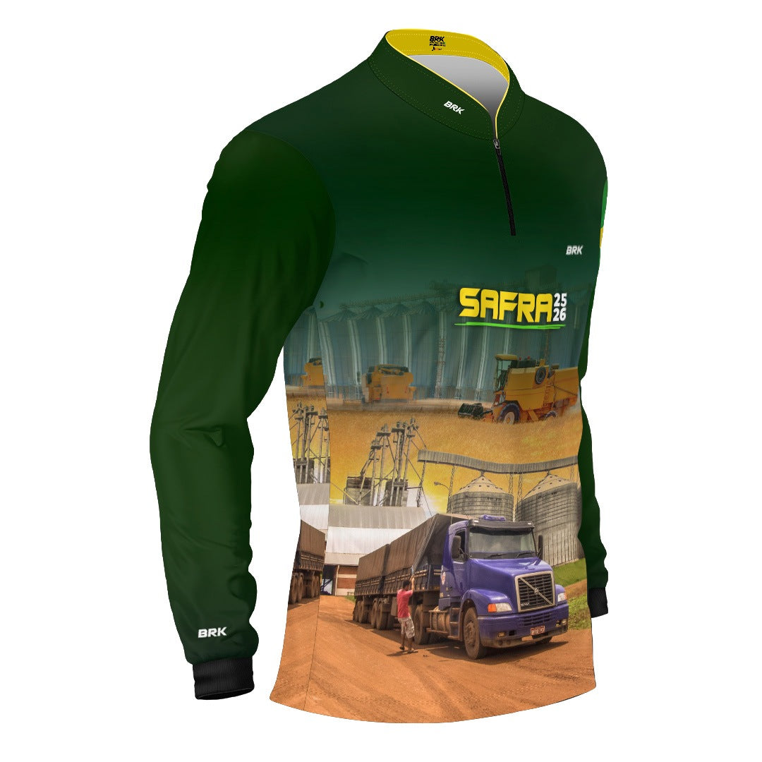 Camisa Agro Brk Safra Caminhão Verde com Proteção Solar UV50+ - Brk Agro