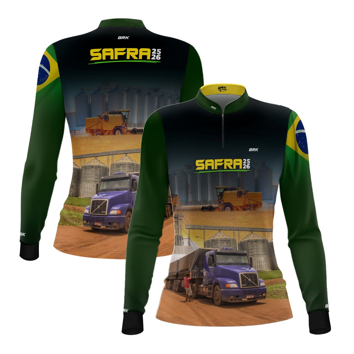 Camisa Agro Feminina Brk Safra Caminhão Verde com Proteção Solar UV50+ - Brk Agro