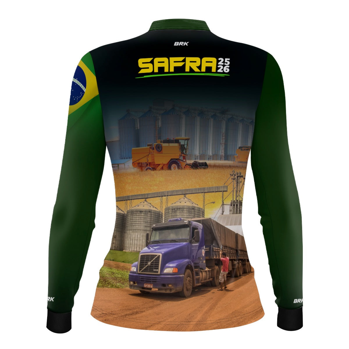Camisa Agro Feminina Brk Safra Caminhão Verde com Proteção Solar UV50+ - Brk Agro