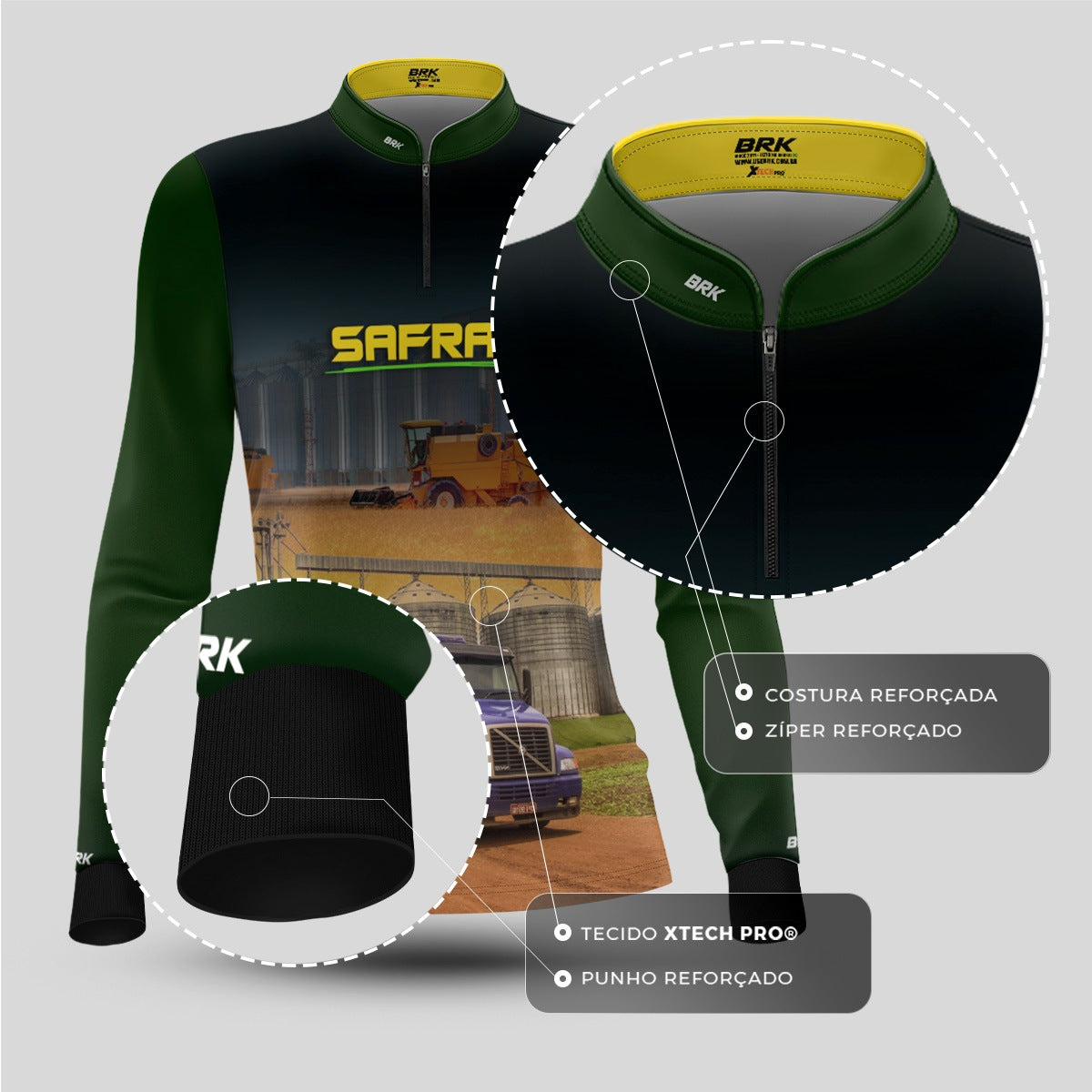 Camisa Agro Feminina Brk Safra Caminhão Verde com Proteção Solar UV50+ - Brk Agro