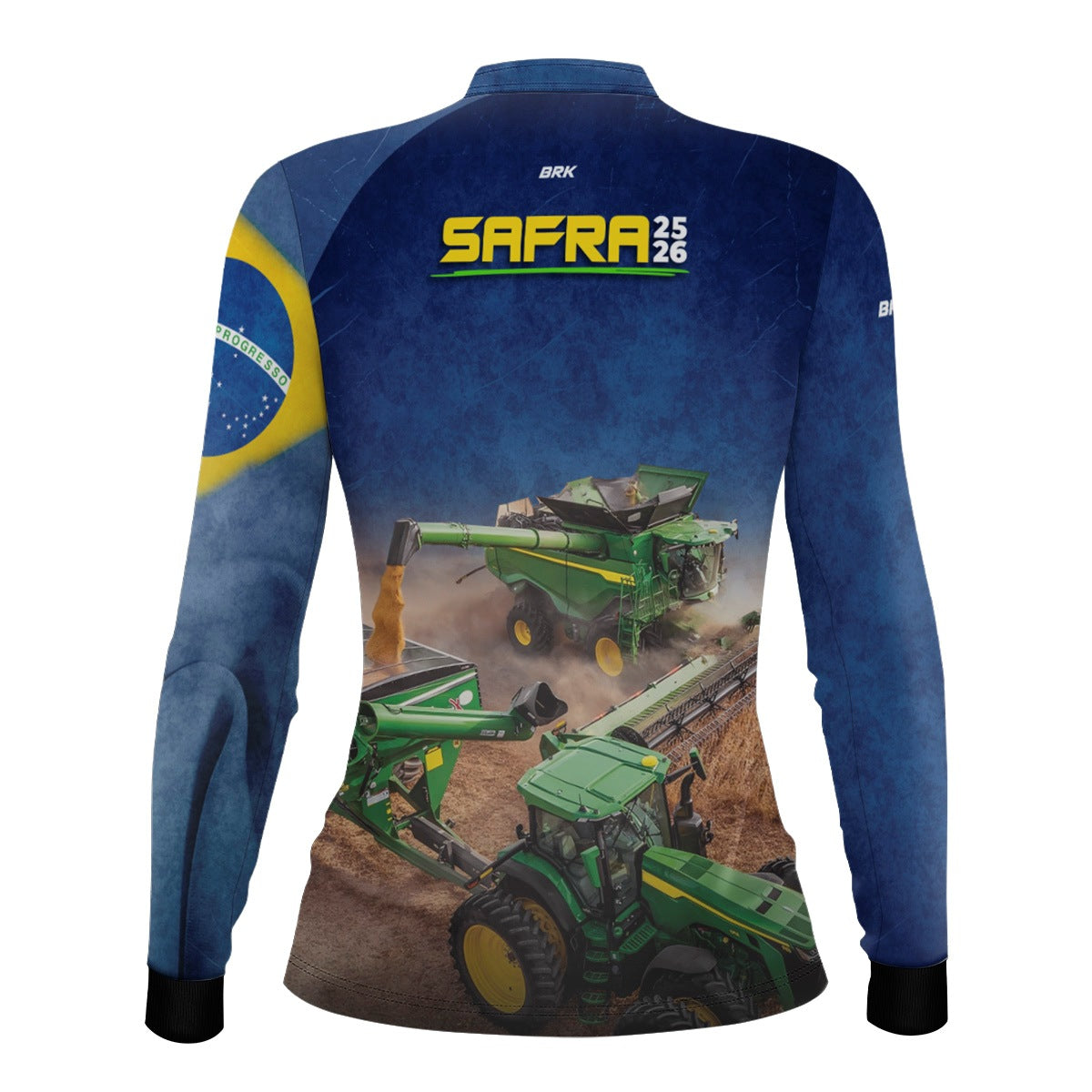 Camisa Agro Feminina Brk  Safra Colheitadeira Azul com Proteção Solar UV50+ - Brk Agro