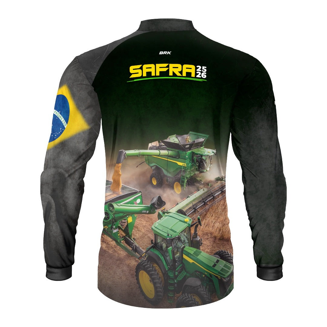 Camisa Agro Brk Safra Colheitadeira Preto com Proteção Solar UV50+ - Brk Agro