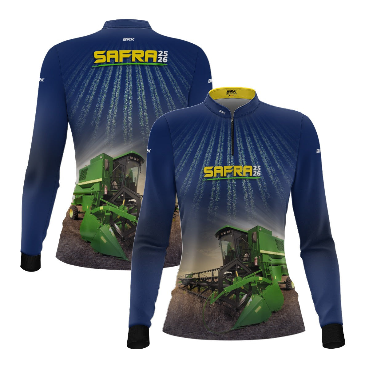 Camisa Agro Feminina Brk Safra Colhe Soja Azul com Proteção Solar UV50+ - Brk Agro