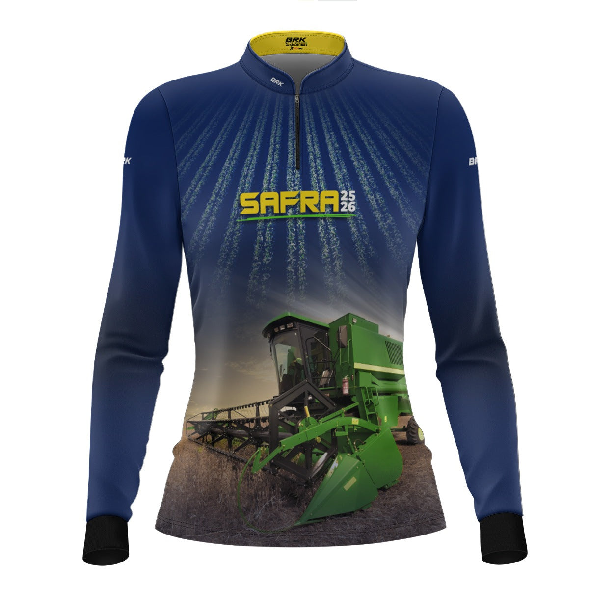 Camisa Agro Feminina Brk Safra Colhe Soja Azul com Proteção Solar UV50+ - Brk Agro