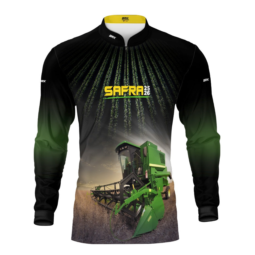 Camisa Agro Brk Safra Colhe Soja Preta com Proteção Solar UV50+ - Brk Agro