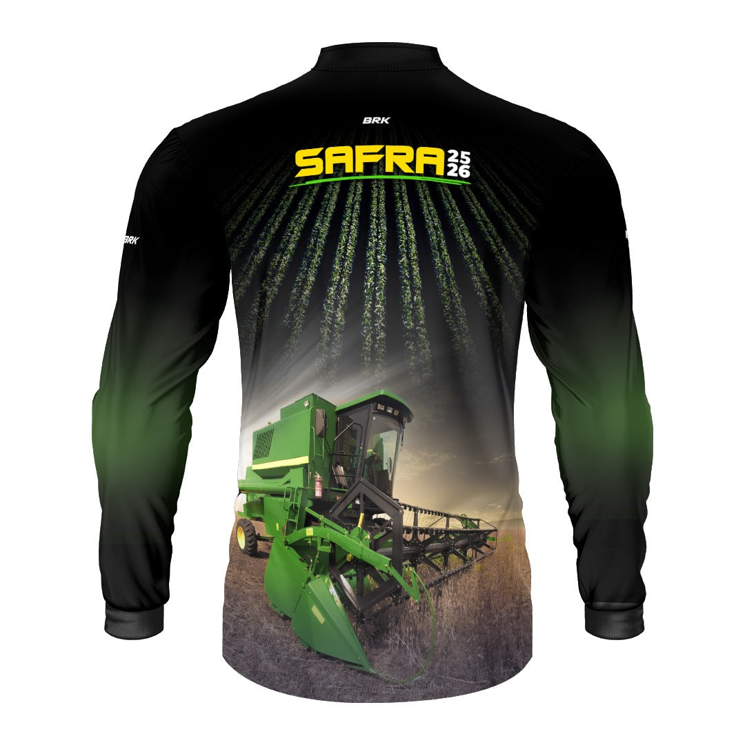 Camisa Agro Brk Safra Colhe Soja Preta com Proteção Solar UV50+ - Brk Agro
