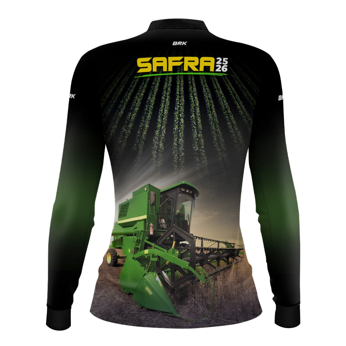 Camisa Agro Feminina Brk Safra Colhe Soja Preta com Proteção Solar UV50+ - Brk Agro
