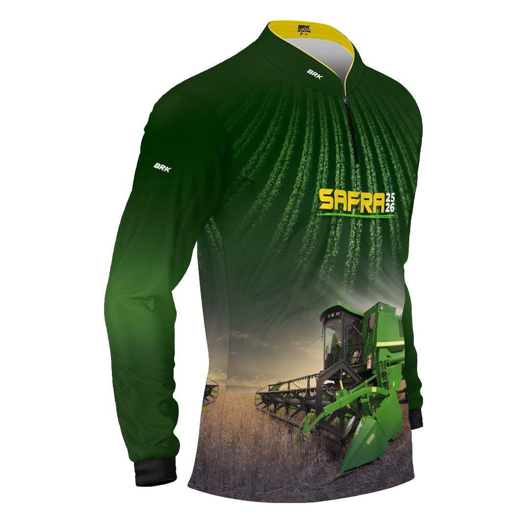 Camisa Agro Brk Safra Colheitadeira de Soja com Proteção UV50