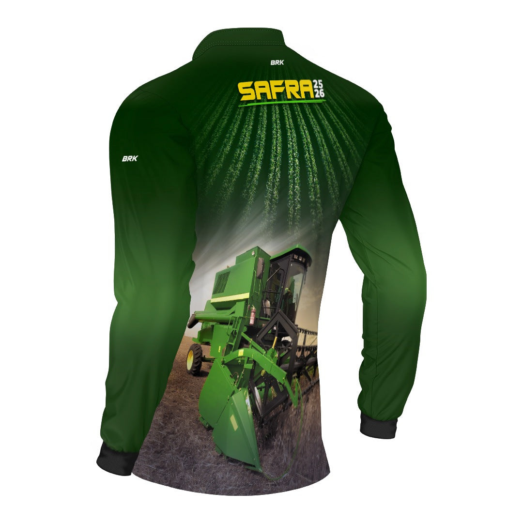 Camisa Agro Brk Safra Colheitadeira de Soja com Proteção UV50