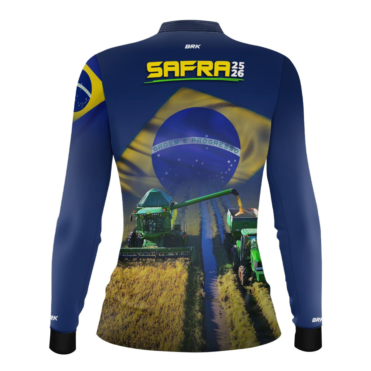 Camisa Agro Feminina Brk Safra Colheitadeira Azul com Proteção Solar UV50+ - Brk Agro