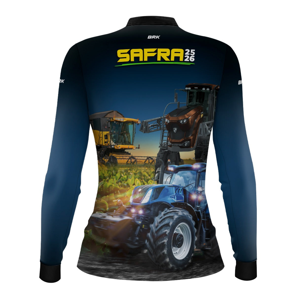 Camisa Agro Feminina Brk Safra Trator Azul com Proteção Solar UV50+ - Brk Agro